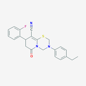 3-(4-ethylphenyl)-8-(2-fluorophenyl)-6-oxo-3,4,7,8-tetrahydro-2H,6H-pyrido[2,1-b][1,3,5]thiadiazine-9-carbonitrile