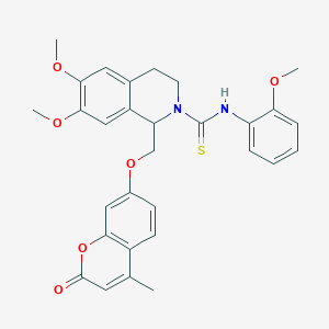 6,7-dimethoxy-N-(2-methoxyphenyl)-1-(((4-methyl-2-oxo-2H-chromen-7-yl)oxy)methyl)-3,4-dihydroisoquinoline-2(1H)-carbothioamide