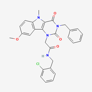 2-(3-benzyl-8-methoxy-5-methyl-2,4-dioxo-2,3,4,5-tetrahydro-1H-pyrimido[5,4-b]indol-1-yl)-N-(2-chlorobenzyl)acetamide