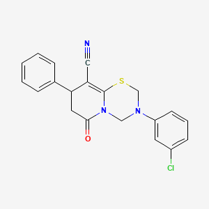 3-(3-chlorophenyl)-6-oxo-8-phenyl-3,4,7,8-tetrahydro-2H,6H-pyrido[2,1-b][1,3,5]thiadiazine-9-carbonitrile