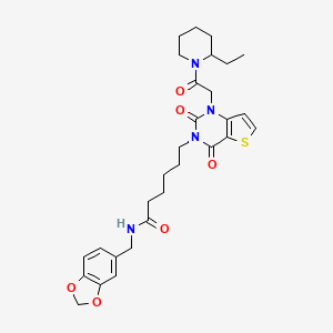 N-[(2H-1,3-benzodioxol-5-yl)methyl]-6-{1-[2-(2-ethylpiperidin-1-yl)-2-oxoethyl]-2,4-dioxo-1H,2H,3H,4H-thieno[3,2-d]pyrimidin-3-yl}hexanamide