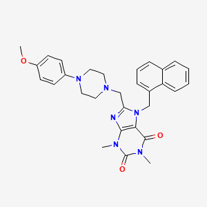 molecular formula C30H32N6O3 B11439463 8-[[4-(4-Methoxyphenyl)piperazin-1-yl]methyl]-1,3-dimethyl-7-(naphthalen-1-ylmethyl)purine-2,6-dione 