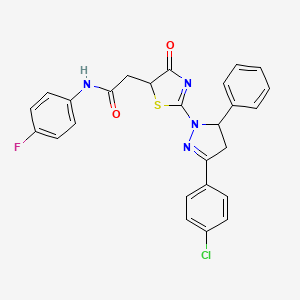 2-{2-[3-(4-chlorophenyl)-5-phenyl-4,5-dihydro-1H-pyrazol-1-yl]-4-oxo-4,5-dihydro-1,3-thiazol-5-yl}-N-(4-fluorophenyl)acetamide