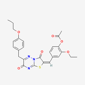 4-{(E)-[3,7-dioxo-6-(4-propoxybenzyl)-7H-[1,3]thiazolo[3,2-b][1,2,4]triazin-2(3H)-ylidene]methyl}-2-ethoxyphenyl acetate