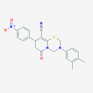 3-(3,4-dimethylphenyl)-8-(4-nitrophenyl)-6-oxo-3,4,7,8-tetrahydro-2H,6H-pyrido[2,1-b][1,3,5]thiadiazine-9-carbonitrile