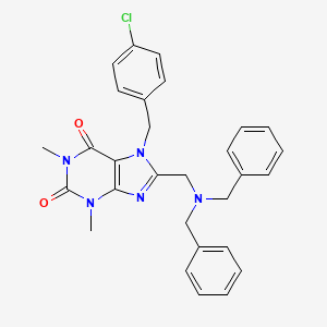 7-(4-chlorobenzyl)-8-[(dibenzylamino)methyl]-1,3-dimethyl-3,7-dihydro-1H-purine-2,6-dione