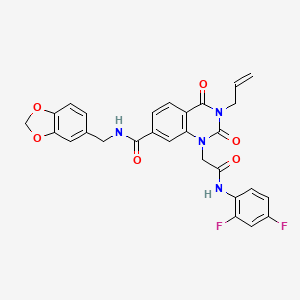 3-allyl-N-(1,3-benzodioxol-5-ylmethyl)-1-{2-[(2,4-difluorophenyl)amino]-2-oxoethyl}-2,4-dioxo-1,2,3,4-tetrahydroquinazoline-7-carboxamide