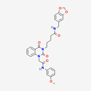 N-[(2H-1,3-benzodioxol-5-yl)methyl]-5-(1-{[(3-methoxyphenyl)carbamoyl]methyl}-2,4-dioxo-1,2,3,4-tetrahydroquinazolin-3-yl)pentanamide