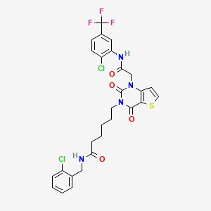 6-(1-(2-((2-chloro-5-(trifluoromethyl)phenyl)amino)-2-oxoethyl)-2,4-dioxo-1,2-dihydrothieno[3,2-d]pyrimidin-3(4H)-yl)-N-(2-chlorobenzyl)hexanamide