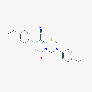 molecular formula C24H25N3OS B11439626 3,8-bis(4-ethylphenyl)-6-oxo-3,4,7,8-tetrahydro-2H,6H-pyrido[2,1-b][1,3,5]thiadiazine-9-carbonitrile 