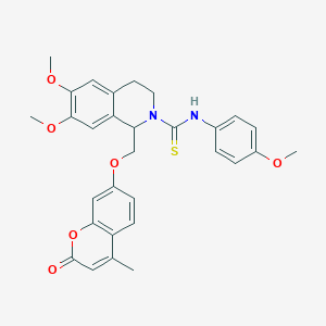 molecular formula C30H30N2O6S B11439658 6,7-dimethoxy-N-(4-methoxyphenyl)-1-(((4-methyl-2-oxo-2H-chromen-7-yl)oxy)methyl)-3,4-dihydroisoquinoline-2(1H)-carbothioamide 