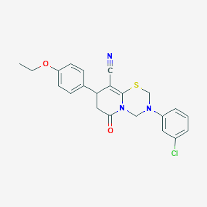 molecular formula C22H20ClN3O2S B11439664 3-(3-chlorophenyl)-8-(4-ethoxyphenyl)-6-oxo-3,4,7,8-tetrahydro-2H,6H-pyrido[2,1-b][1,3,5]thiadiazine-9-carbonitrile 