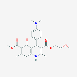 molecular formula C25H32N2O6 B11439675 3-(2-Methoxyethyl) 6-methyl 4-[4-(dimethylamino)phenyl]-2,7-dimethyl-5-oxo-1,4,5,6,7,8-hexahydroquinoline-3,6-dicarboxylate 