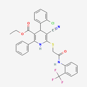 Ethyl 4-(2-chlorophenyl)-5-cyano-6-[(2-oxo-2-{[2-(trifluoromethyl)phenyl]amino}ethyl)sulfanyl]-2-phenyl-1,4-dihydropyridine-3-carboxylate