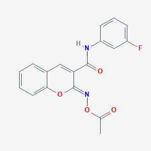 molecular formula C18H13FN2O4 B11439740 (2Z)-2-[(acetyloxy)imino]-N-(3-fluorophenyl)-2H-chromene-3-carboxamide 