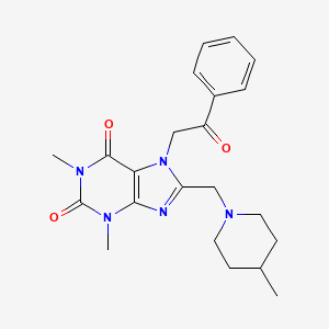 1,3-dimethyl-8-[(4-methylpiperidin-1-yl)methyl]-7-(2-oxo-2-phenylethyl)-3,7-dihydro-1H-purine-2,6-dione