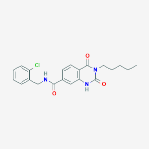 molecular formula C21H22ClN3O3 B11439758 N-(2-chlorobenzyl)-2,4-dioxo-3-pentyl-1,2,3,4-tetrahydroquinazoline-7-carboxamide 