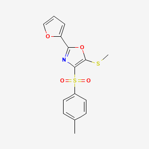 molecular formula C15H13NO4S2 B11439798 2-(2-Furyl)-4-[(4-methylphenyl)sulfonyl]-5-(methylthio)-1,3-oxazole 