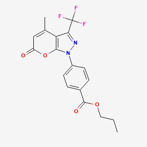 propyl 4-[4-methyl-6-oxo-3-(trifluoromethyl)pyrano[2,3-c]pyrazol-1(6H)-yl]benzoate