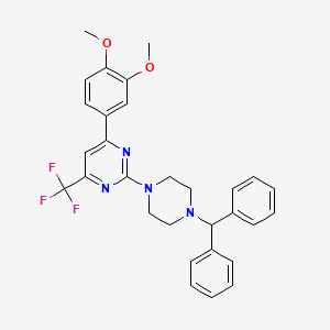 4-(3,4-Dimethoxyphenyl)-2-[4-(diphenylmethyl)piperazin-1-yl]-6-(trifluoromethyl)pyrimidine