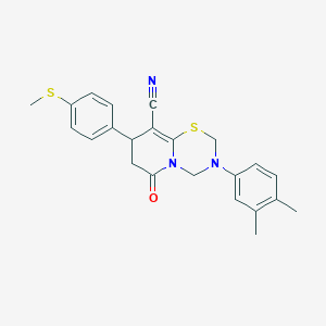 3-(3,4-dimethylphenyl)-8-[4-(methylsulfanyl)phenyl]-6-oxo-3,4,7,8-tetrahydro-2H,6H-pyrido[2,1-b][1,3,5]thiadiazine-9-carbonitrile