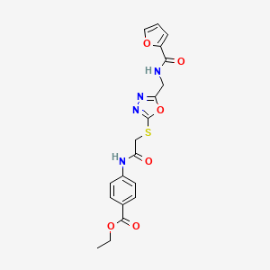 Ethyl 4-(2-((5-((furan-2-carboxamido)methyl)-1,3,4-oxadiazol-2-yl)thio)acetamido)benzoate