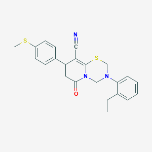 3-(2-ethylphenyl)-8-[4-(methylsulfanyl)phenyl]-6-oxo-3,4,7,8-tetrahydro-2H,6H-pyrido[2,1-b][1,3,5]thiadiazine-9-carbonitrile