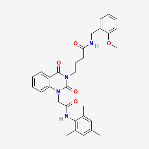 molecular formula C31H34N4O5 B11439855 4-(1-(2-(mesitylamino)-2-oxoethyl)-2,4-dioxo-1,2-dihydroquinazolin-3(4H)-yl)-N-(2-methoxybenzyl)butanamide 