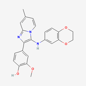 4-[3-(2,3-Dihydro-1,4-benzodioxin-6-ylamino)-7-methylimidazo[1,2-a]pyridin-2-yl]-2-methoxyphenol