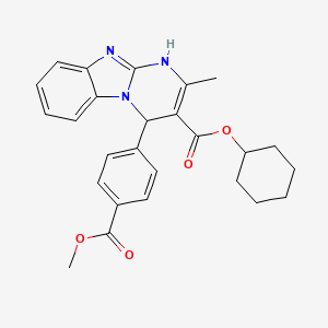 molecular formula C26H27N3O4 B11439868 Cyclohexyl 4-[4-(methoxycarbonyl)phenyl]-2-methyl-1,4-dihydropyrimido[1,2-a]benzimidazole-3-carboxylate 