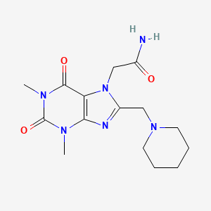 2-[1,3-dimethyl-2,6-dioxo-8-(piperidin-1-ylmethyl)-1,2,3,6-tetrahydro-7H-purin-7-yl]acetamide