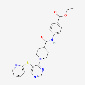 molecular formula C24H23N5O3S B11439950 Ethyl 4-(1-{8-thia-3,5,10-triazatricyclo[7.4.0.0^{2,7}]trideca-1(13),2(7),3,5,9,11-hexaen-6-yl}piperidine-4-amido)benzoate 