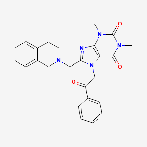 molecular formula C25H25N5O3 B11439957 8-(3,4-dihydroisoquinolin-2(1H)-ylmethyl)-1,3-dimethyl-7-(2-oxo-2-phenylethyl)-3,7-dihydro-1H-purine-2,6-dione 