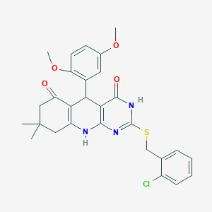 2-[(2-chlorobenzyl)sulfanyl]-5-(2,5-dimethoxyphenyl)-8,8-dimethyl-5,8,9,10-tetrahydropyrimido[4,5-b]quinoline-4,6(3H,7H)-dione