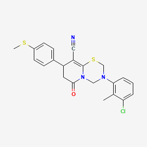 3-(3-chloro-2-methylphenyl)-8-[4-(methylsulfanyl)phenyl]-6-oxo-3,4,7,8-tetrahydro-2H,6H-pyrido[2,1-b][1,3,5]thiadiazine-9-carbonitrile