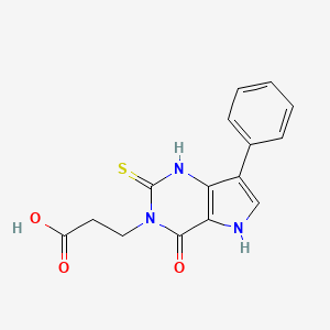 3-(4-oxo-7-phenyl-2-sulfanyl-4,5-dihydro-3H-pyrrolo[3,2-d]pyrimidin-3-yl)propanoic acid