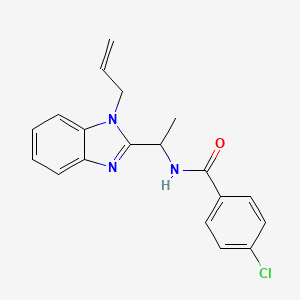 molecular formula C19H18ClN3O B11440029 4-chloro-N-{1-[1-(prop-2-en-1-yl)-1H-benzimidazol-2-yl]ethyl}benzamide 