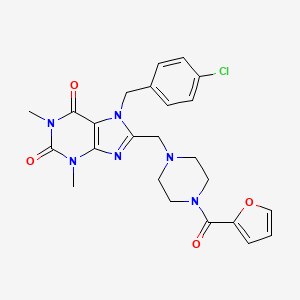 7-[(4-Chlorophenyl)methyl]-8-[[4-(furan-2-carbonyl)piperazin-1-yl]methyl]-1,3-dimethylpurine-2,6-dione