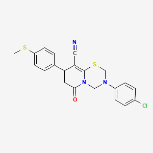 molecular formula C21H18ClN3OS2 B11440071 3-(4-chlorophenyl)-8-[4-(methylsulfanyl)phenyl]-6-oxo-3,4,7,8-tetrahydro-2H,6H-pyrido[2,1-b][1,3,5]thiadiazine-9-carbonitrile 