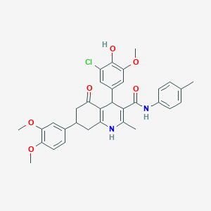 4-(3-chloro-4-hydroxy-5-methoxyphenyl)-7-(3,4-dimethoxyphenyl)-2-methyl-N-(4-methylphenyl)-5-oxo-1,4,5,6,7,8-hexahydroquinoline-3-carboxamide