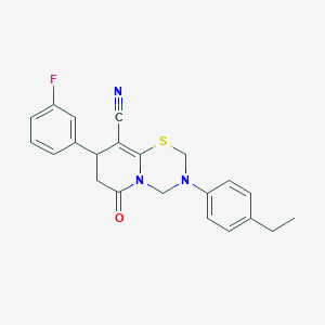 3-(4-ethylphenyl)-8-(3-fluorophenyl)-6-oxo-3,4,7,8-tetrahydro-2H,6H-pyrido[2,1-b][1,3,5]thiadiazine-9-carbonitrile