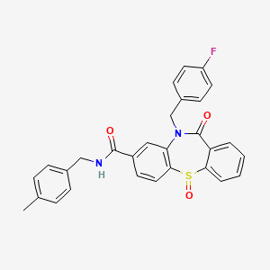 molecular formula C29H23FN2O3S B11440100 10-(4-fluorobenzyl)-N-(4-methylbenzyl)-11-oxo-10,11-dihydrodibenzo[b,f][1,4]thiazepine-8-carboxamide 5-oxide CAS No. 1015868-59-3