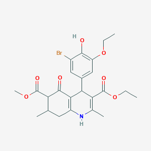 molecular formula C24H28BrNO7 B11440133 3-Ethyl 6-methyl 4-(3-bromo-5-ethoxy-4-hydroxyphenyl)-2,7-dimethyl-5-oxo-1,4,5,6,7,8-hexahydroquinoline-3,6-dicarboxylate 