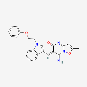 (6Z)-7-imino-2-methyl-6-{[1-(2-phenoxyethyl)-1H-indol-3-yl]methylidene}-6,7-dihydro-5H-[1,2]oxazolo[2,3-a]pyrimidin-5-one