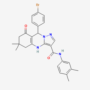 9-(4-bromophenyl)-N-(3,4-dimethylphenyl)-6,6-dimethyl-8-oxo-4,5,6,7,8,9-hexahydropyrazolo[5,1-b]quinazoline-3-carboxamide