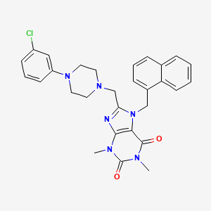 molecular formula C29H29ClN6O2 B11440157 8-[[4-(3-Chlorophenyl)piperazin-1-yl]methyl]-1,3-dimethyl-7-(naphthalen-1-ylmethyl)purine-2,6-dione 