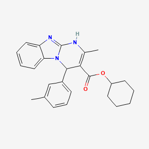 molecular formula C25H27N3O2 B11440167 Cyclohexyl 2-methyl-4-(3-methylphenyl)-1,4-dihydropyrimido[1,2-a]benzimidazole-3-carboxylate 