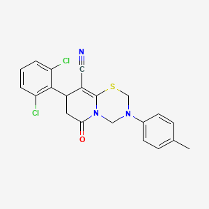 8-(2,6-dichlorophenyl)-3-(4-methylphenyl)-6-oxo-3,4,7,8-tetrahydro-2H,6H-pyrido[2,1-b][1,3,5]thiadiazine-9-carbonitrile