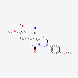 8-(4-ethoxy-3-methoxyphenyl)-3-(4-ethoxyphenyl)-6-oxo-3,4,7,8-tetrahydro-2H,6H-pyrido[2,1-b][1,3,5]thiadiazine-9-carbonitrile