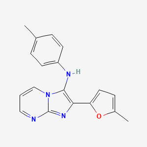 molecular formula C18H16N4O B11440191 2-(5-methylfuran-2-yl)-N-(4-methylphenyl)imidazo[1,2-a]pyrimidin-3-amine 